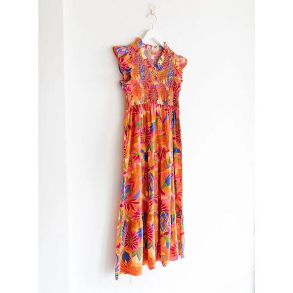 EUC Sz Xs BRITTON COURT LILLY DRESS IN TROPICAL Print Long Dress Boutique - Picture 1 of 8
